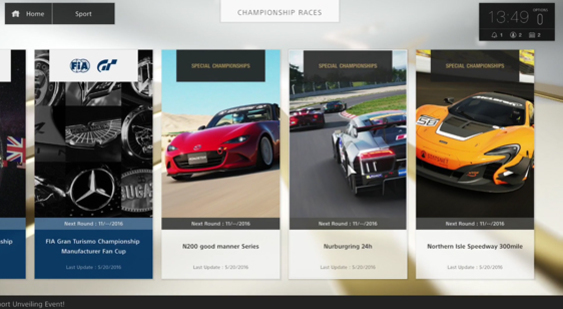 Видео Gran Turismo Sport - меню